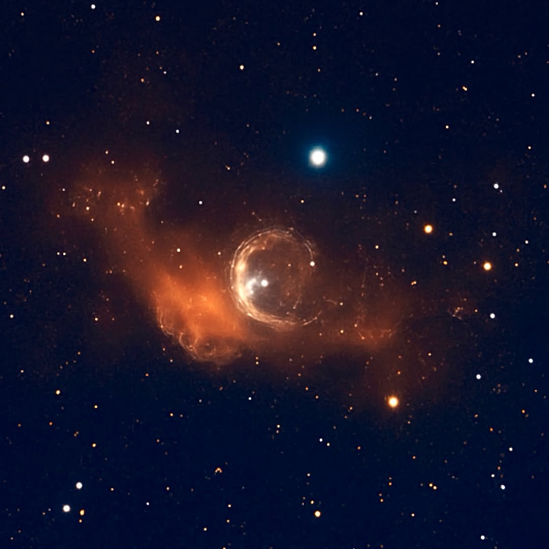The Bubble Nebula captured through a telescope